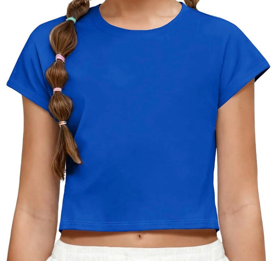 Blue Cropped Short Sleeve Tee