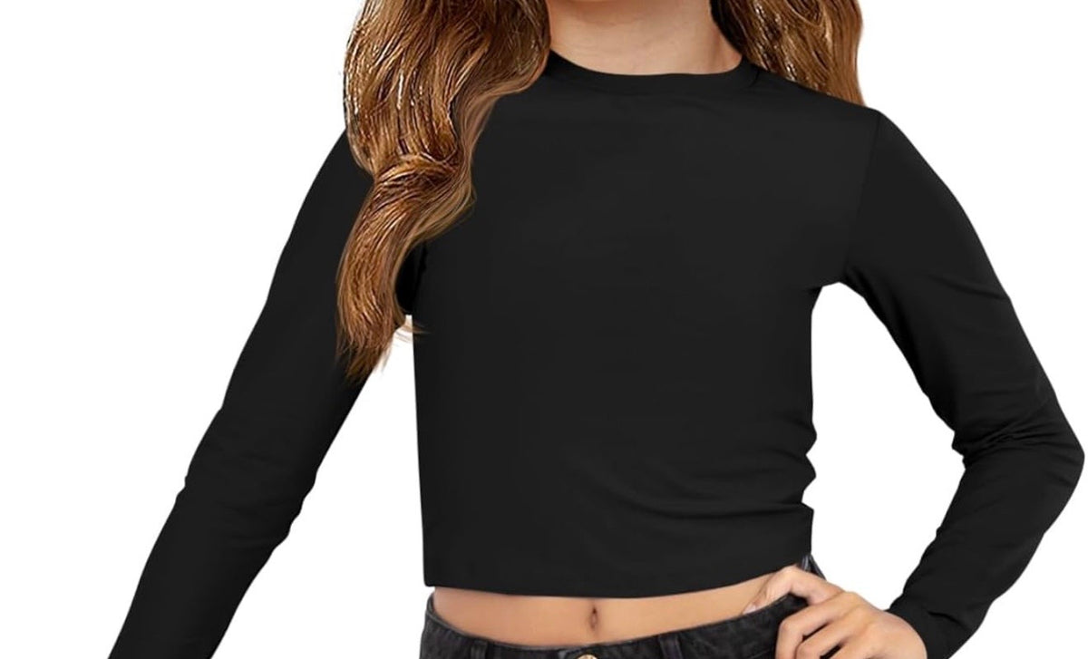 Black Cropped Long Sleeve Tee