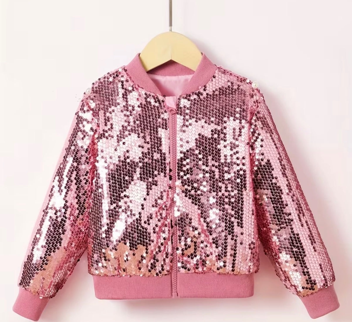 Pink Sequin Bomber Jacket
