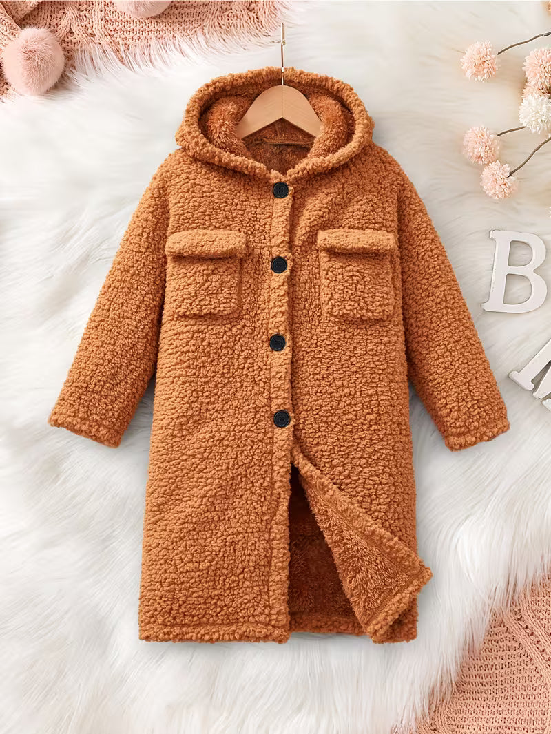Mid-Length Sherpa Jacket With Hood