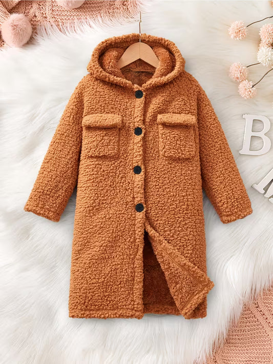 Mid-Length Sherpa Jacket With Hood