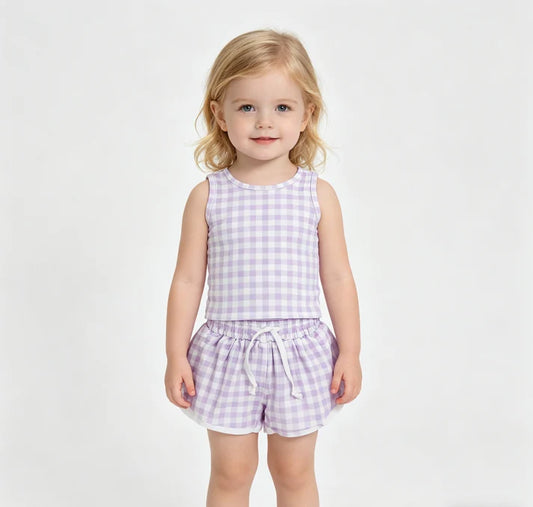 Purple Two Piece Gingham Set