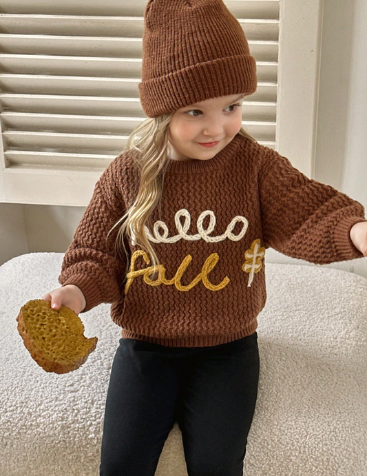 Embroidered Hello Fall Sweater