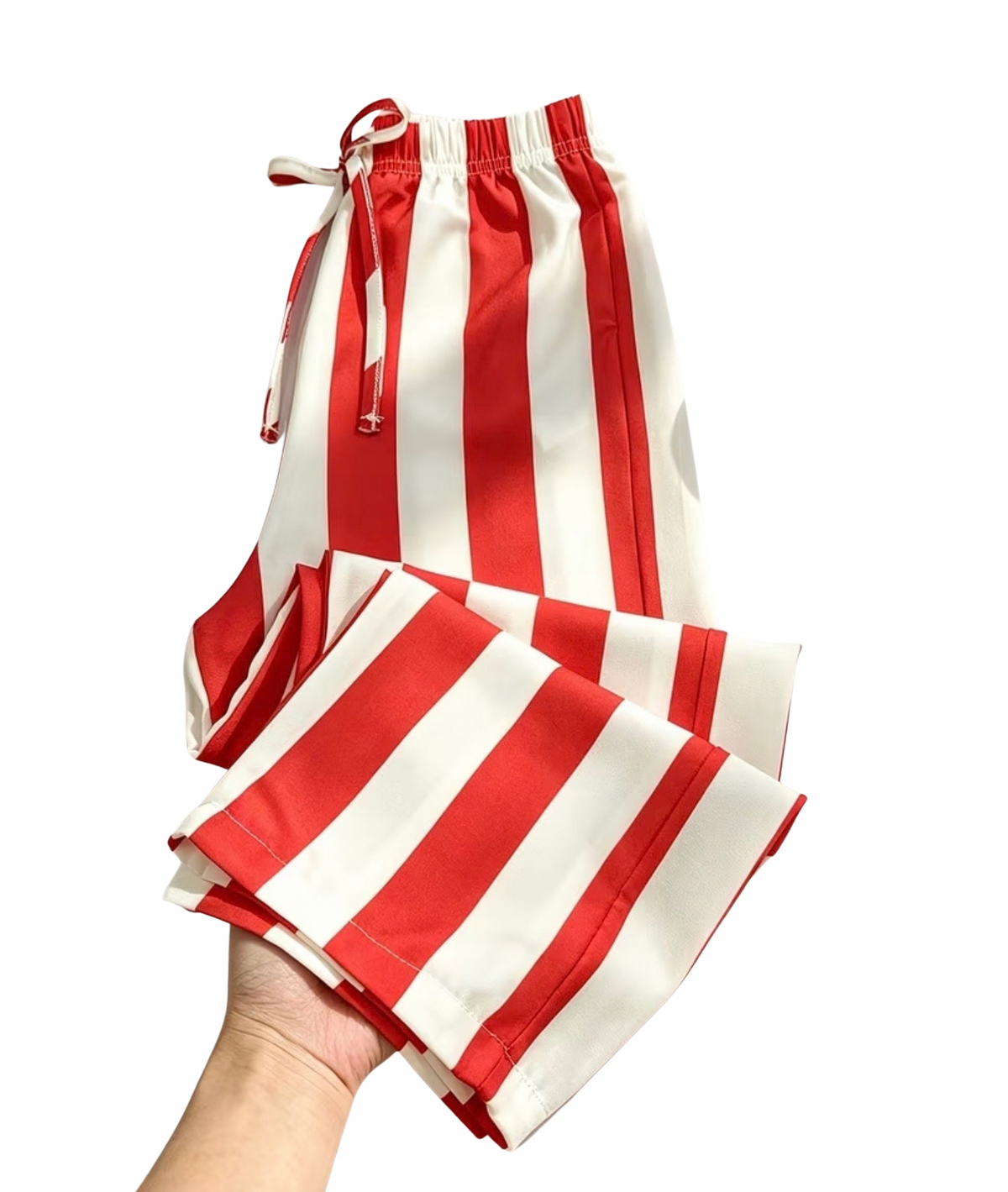 Red Striped Wide Leg Athleisure Pants