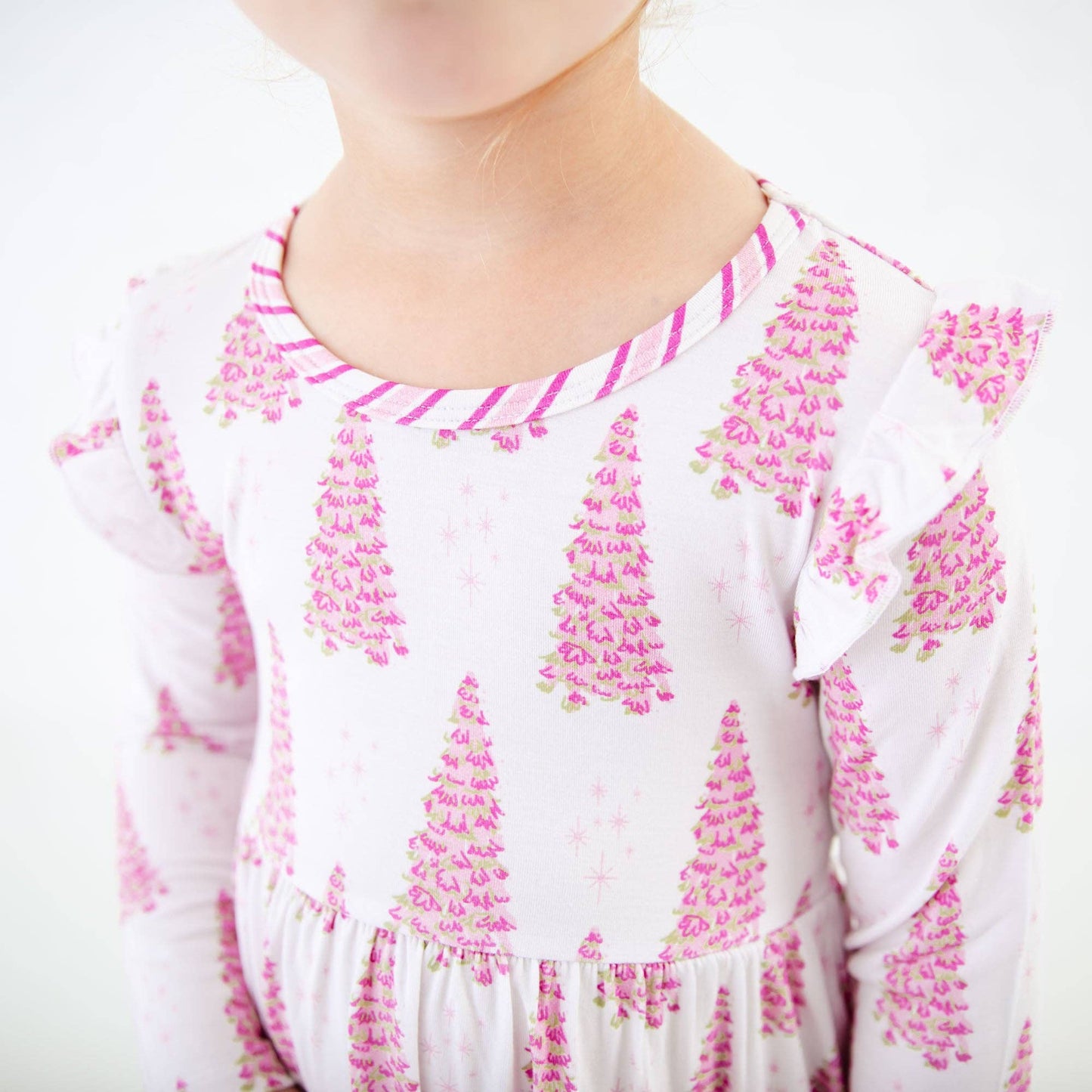 All Spruced Up Girls Bamboo Dress Ruffle Pocket Twirler and Shorts Set - Pink