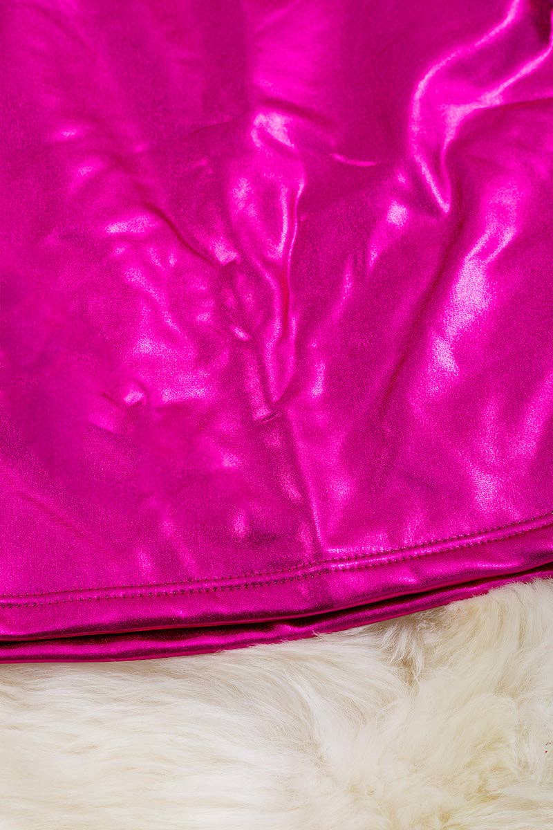 Metallic pink / Shimmery fabric swim set.