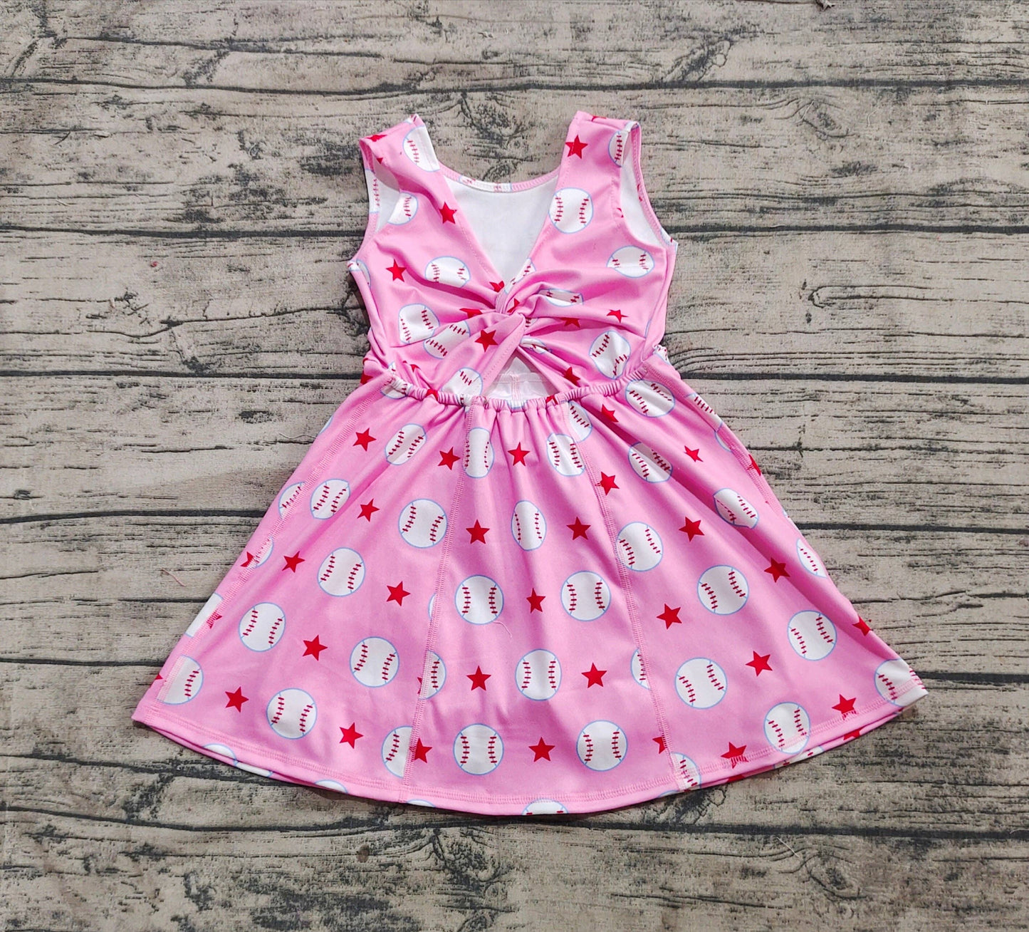 Girls Baseball Stars Yoga Active Wear Knee Length Dresses