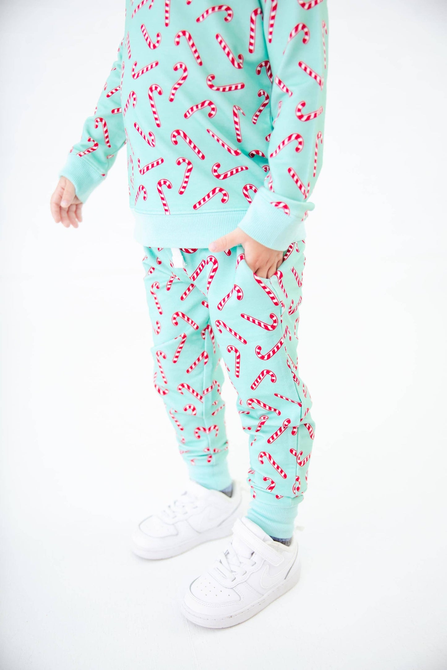 Candy Cane Lane Christmas Bamboo Blend Jogger Set - Mint