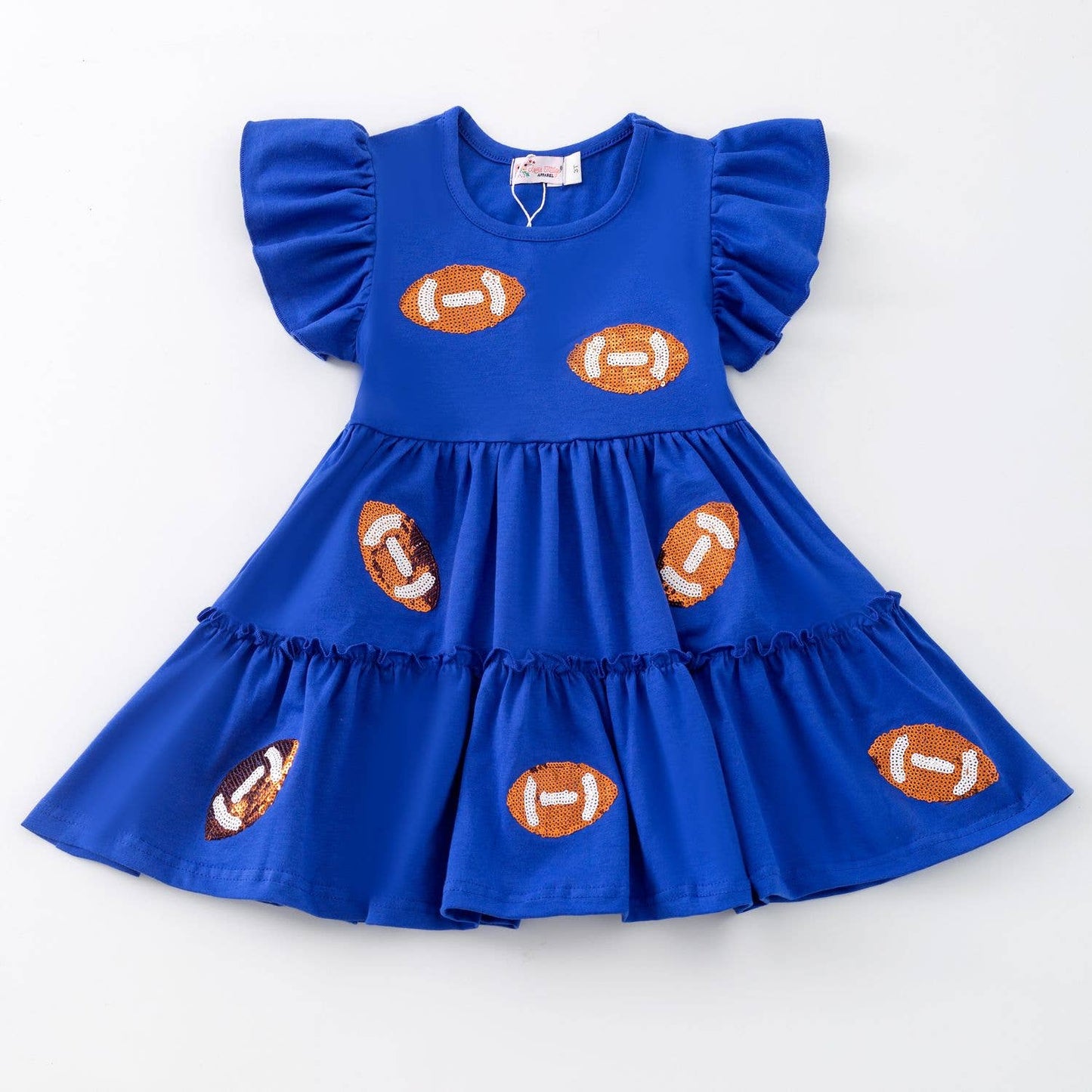 Sequin Football Girls Dress-Blue