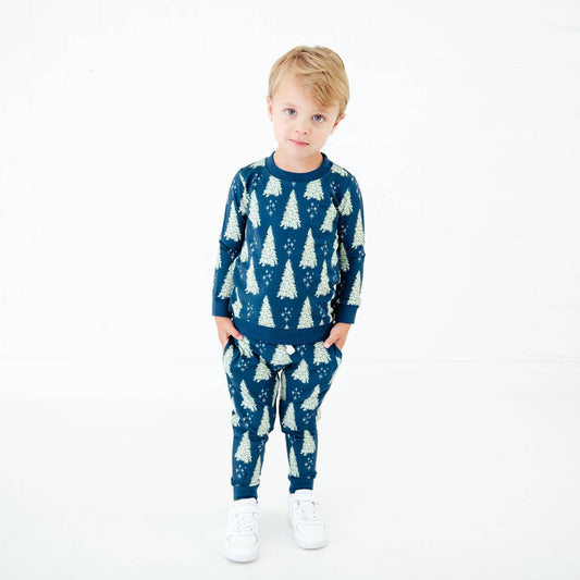 All Spruced Up Christmas Bamboo Blend Jogger Set - Navy