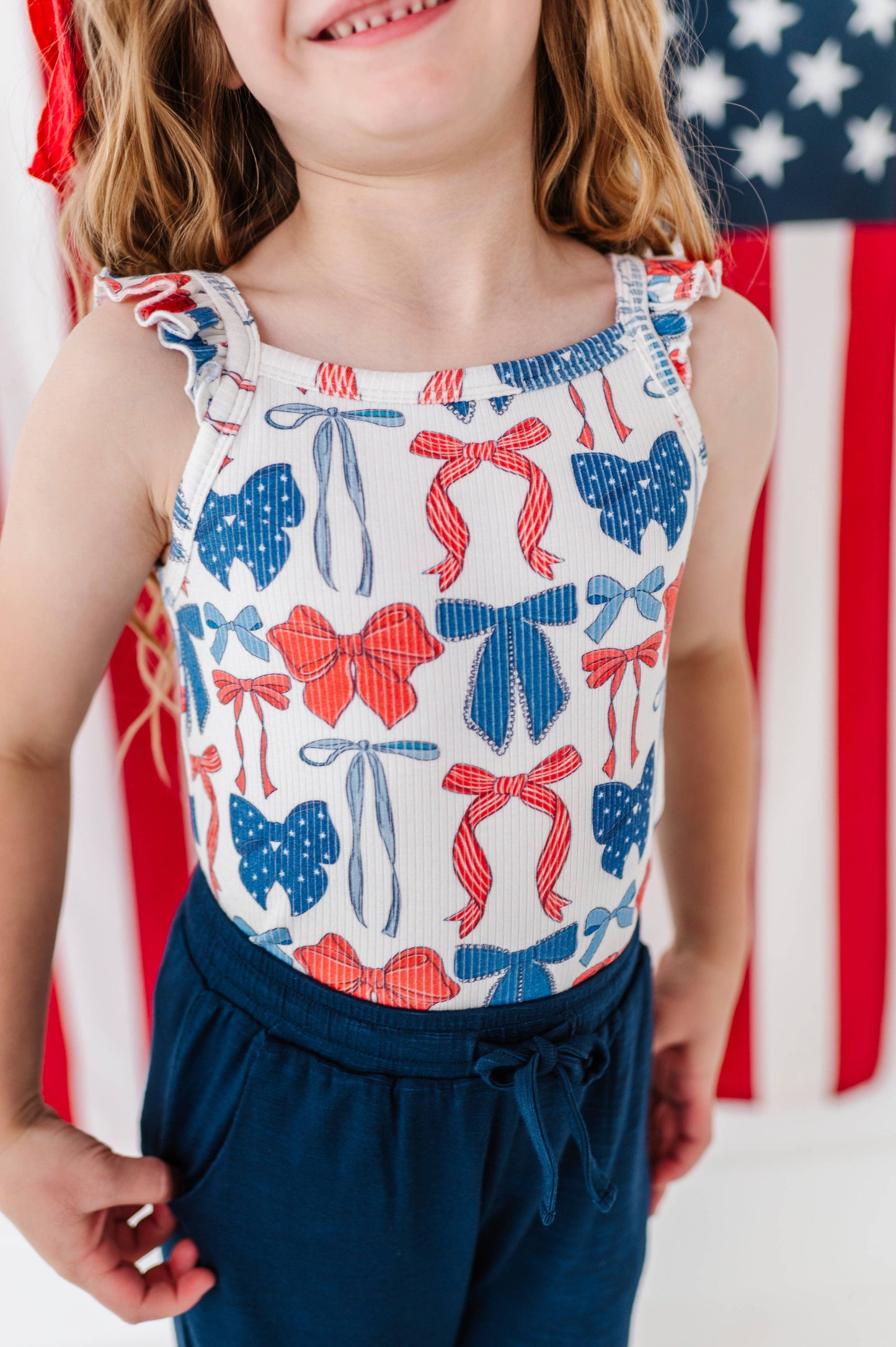 Red, White + BOW | Ribbed Tank