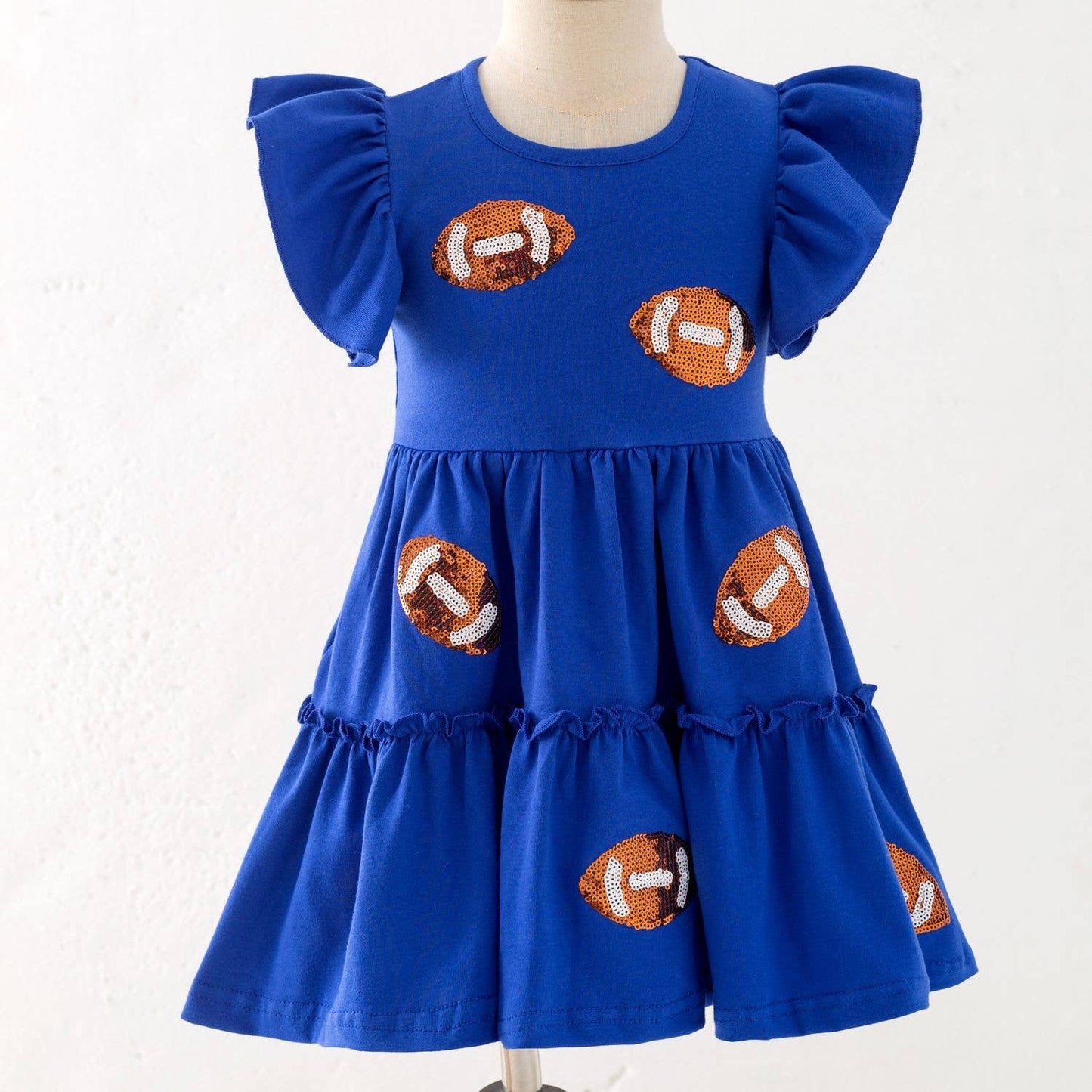 Sequin Football Girls Dress-Blue