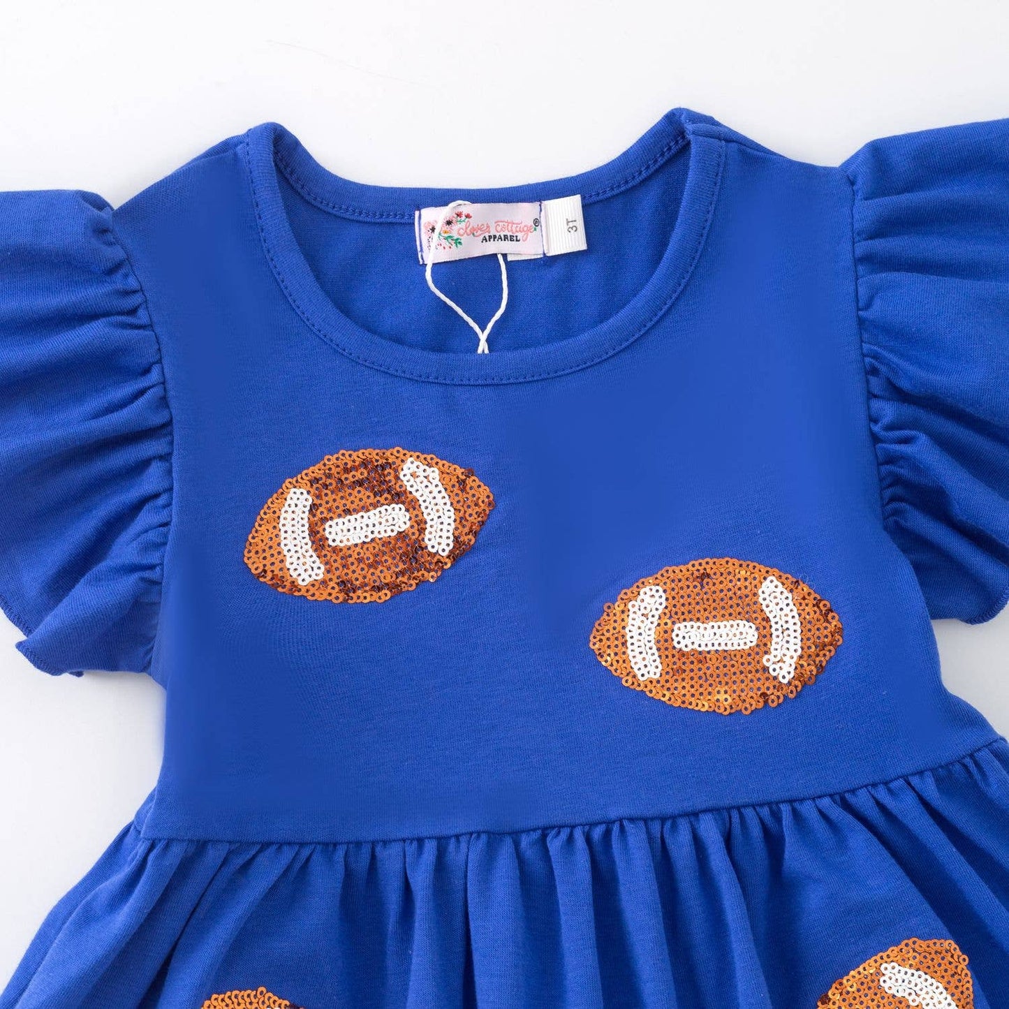 Sequin Football Girls Dress-Blue