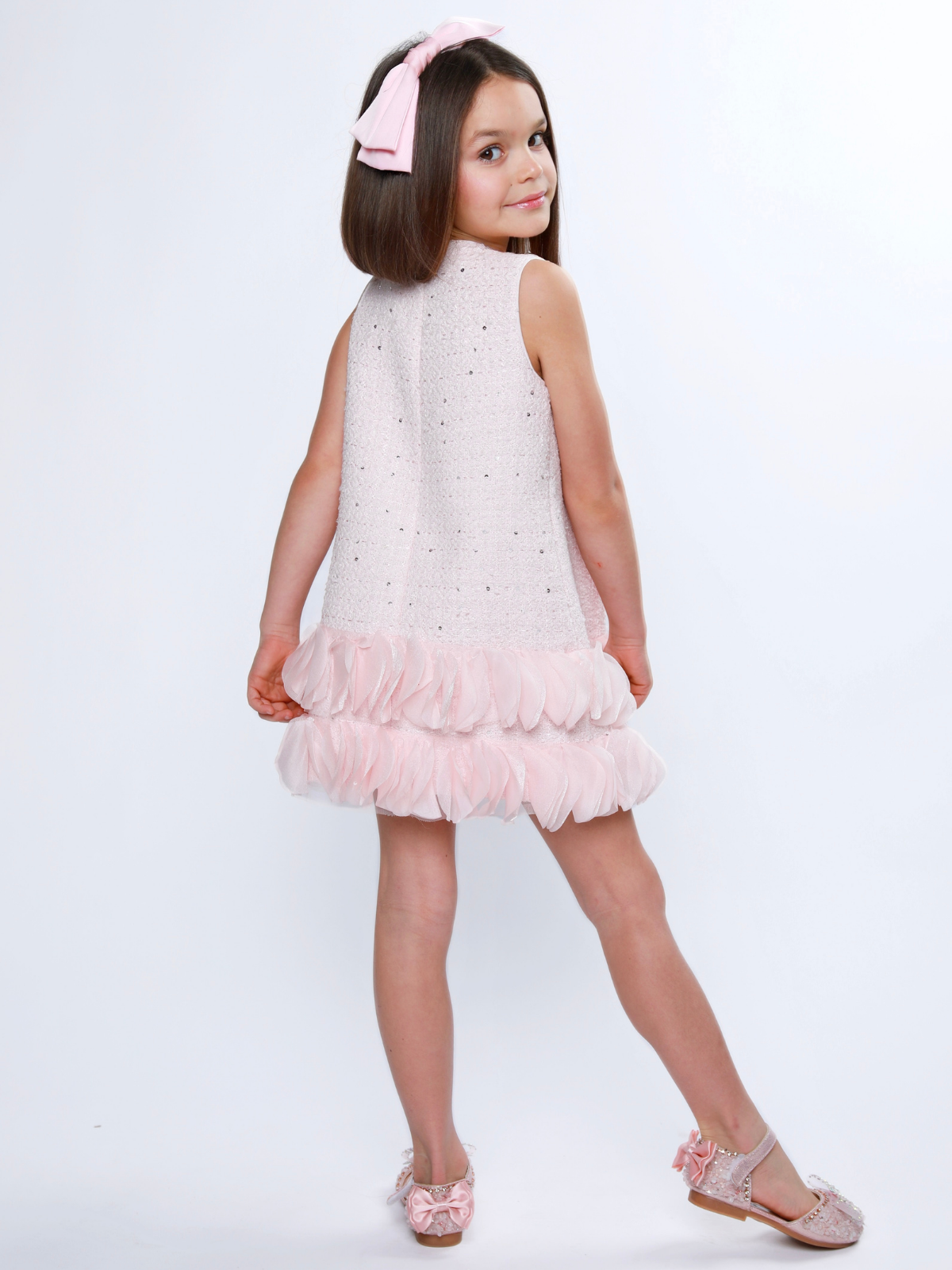 Tweed Pearl Ruffle Dress