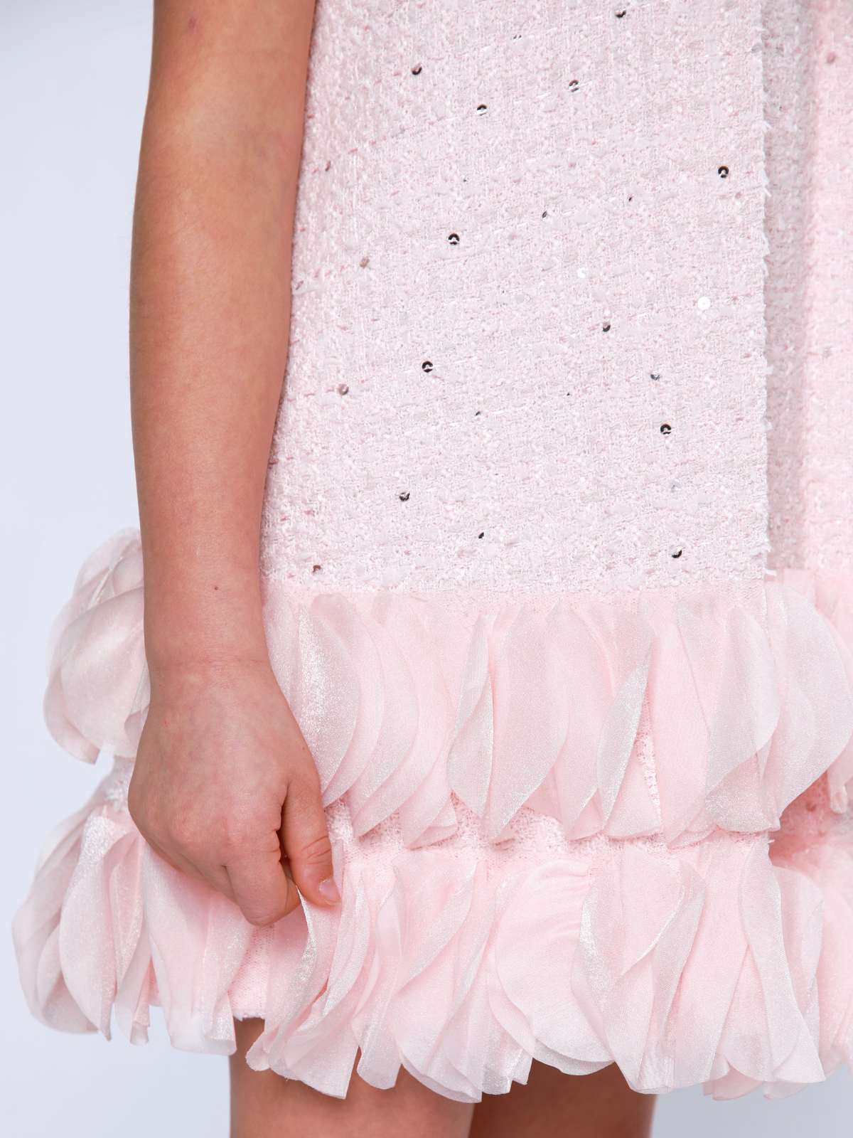 Tweed Pearl Ruffle Dress