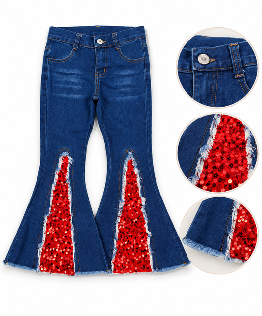 Red Sequin Jeans