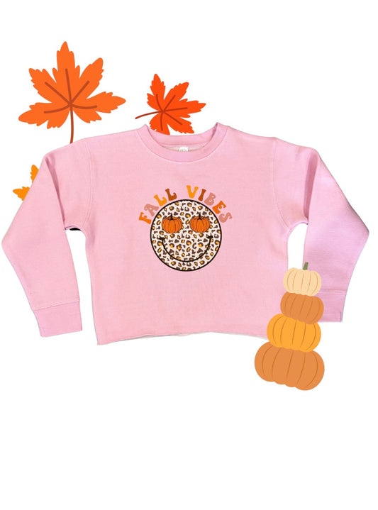 Pink Fall Vibes Smiley Face Crew