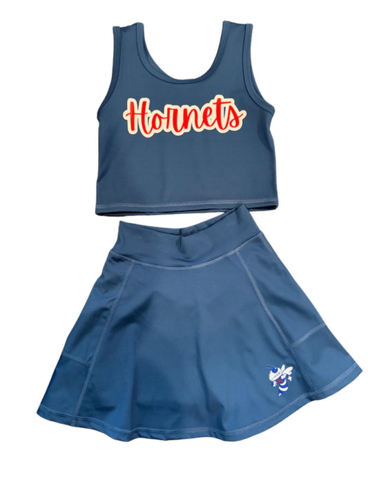 Dark Blue Two Piece Hornets Cheer Set