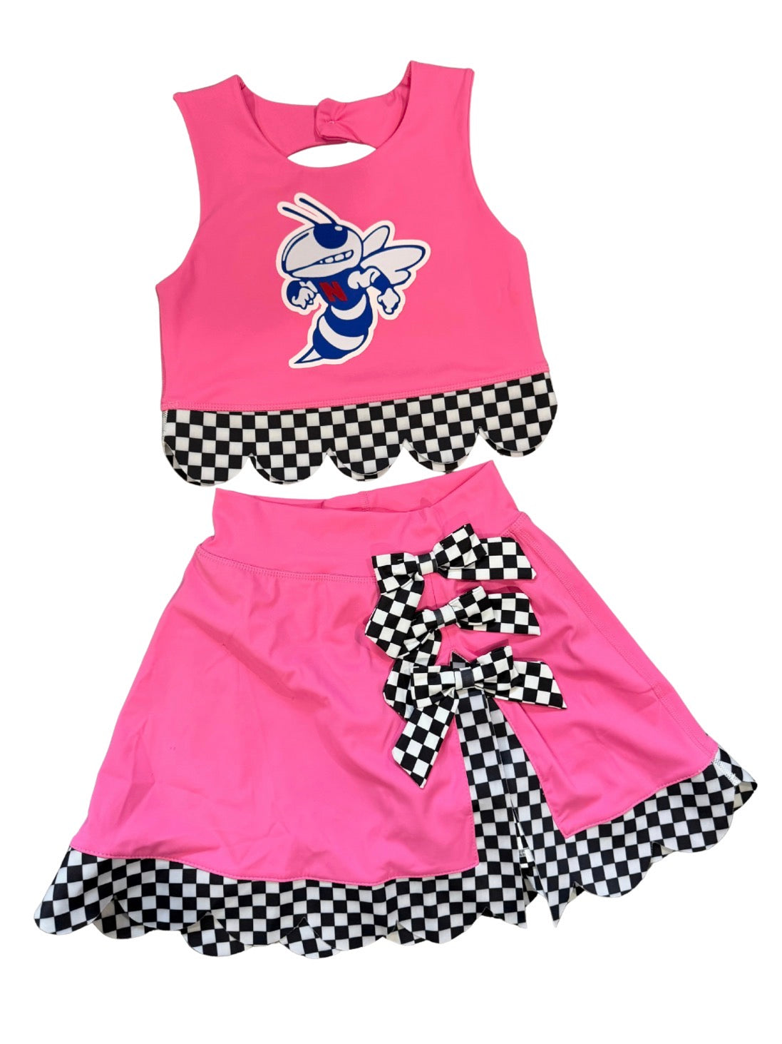 Pink Hornet Checkered Scallop Edge Cheer Set