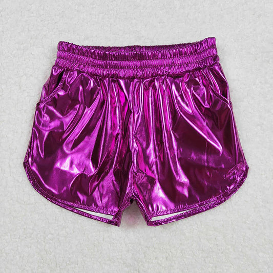 Purple Metallic Girls Shorts