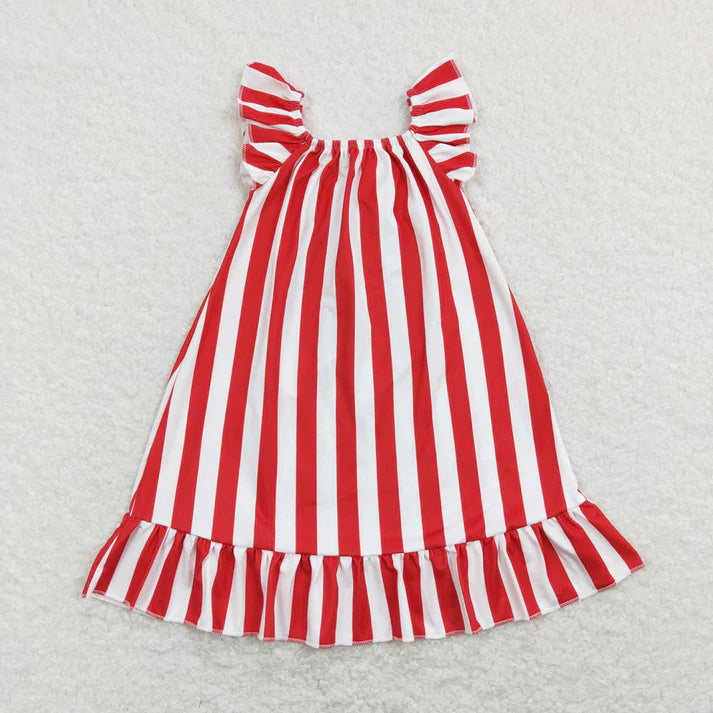 Red Stripe, Blue Bow Dress