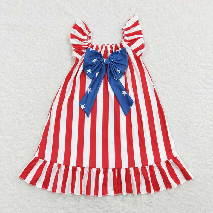 Red Stripe, Blue Bow Dress