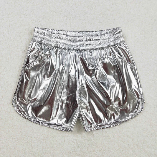 Silver Metallic Girls Shorts