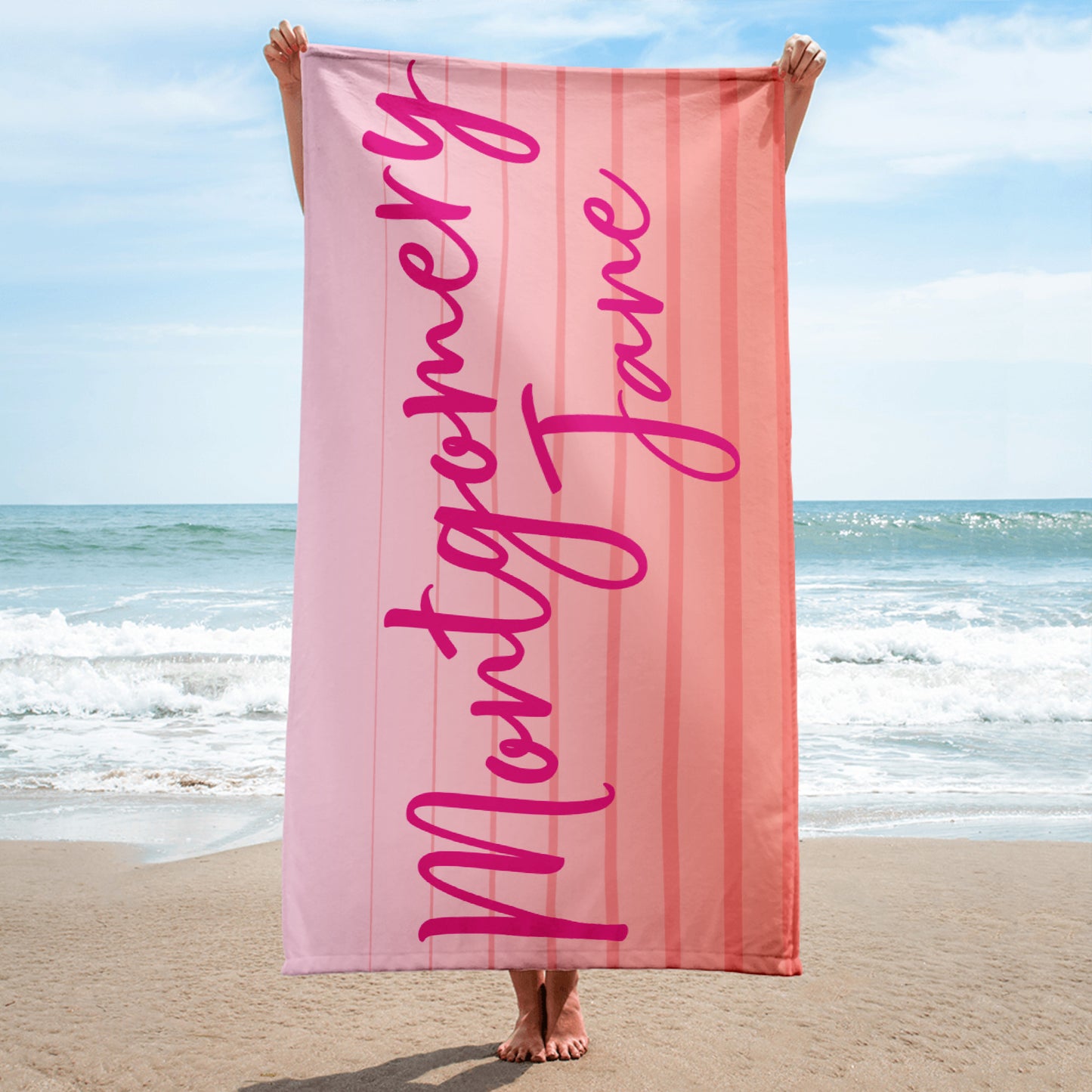 Pink Ombre Personalized Beach Towel