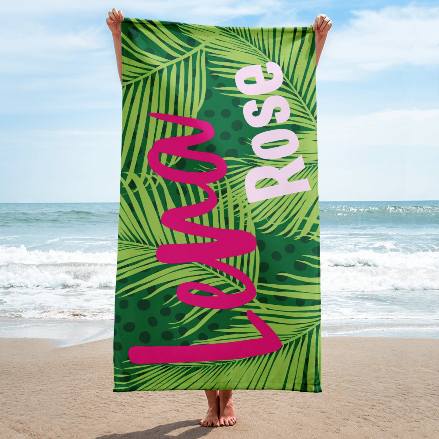 Palm Leaves Personalized Beach Towel
