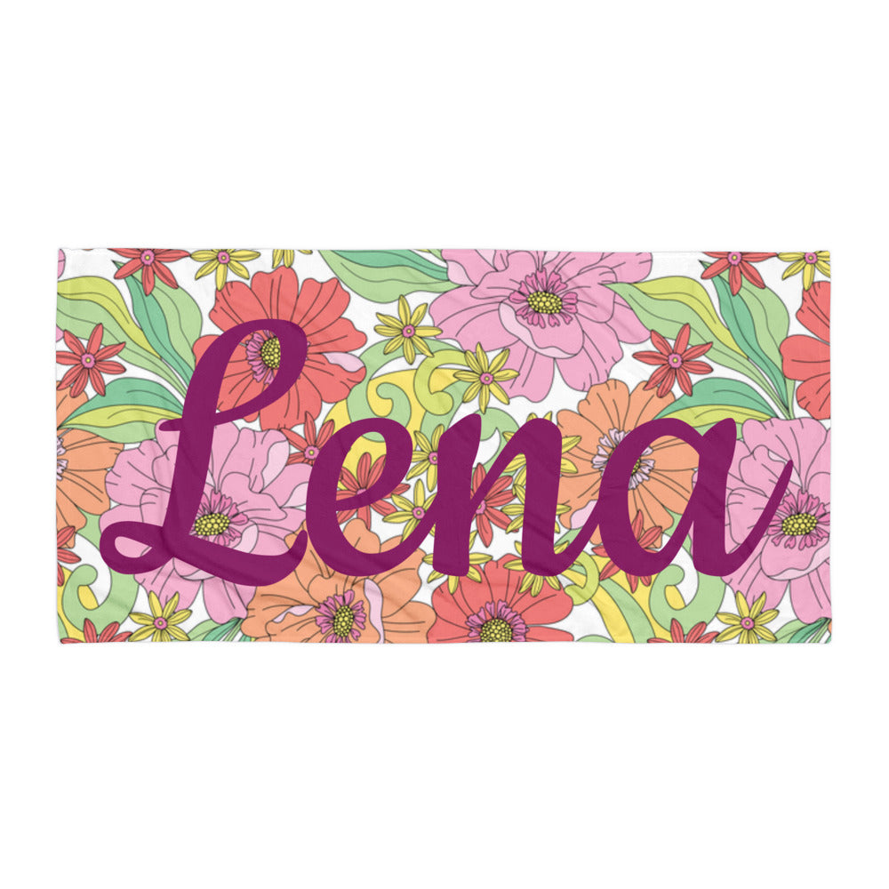 Multi Floral Personalized Beach Towel