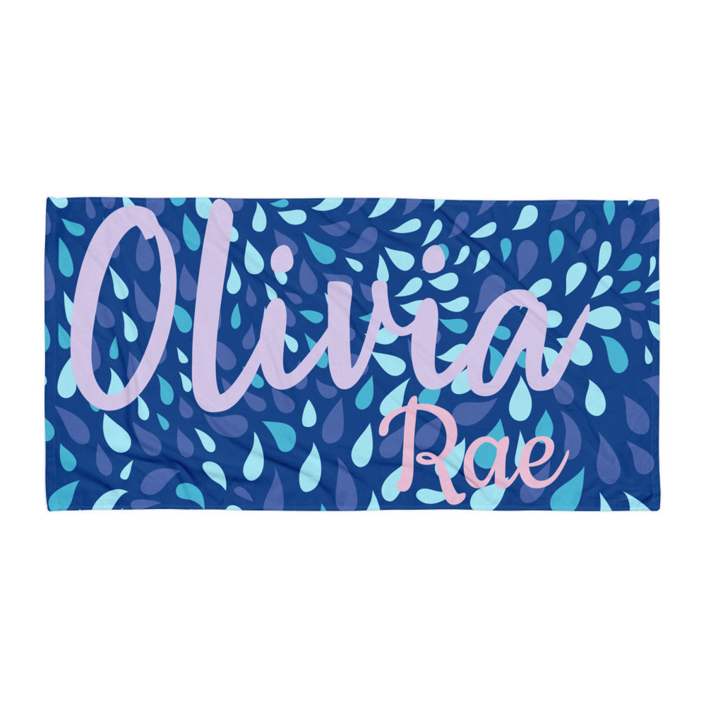Blue Rain Personalized Beach Towel
