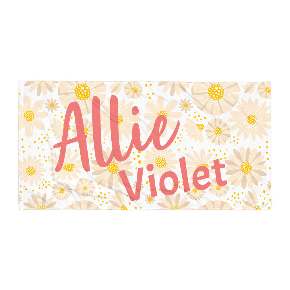 Boho Floral Personalized Beach Towel