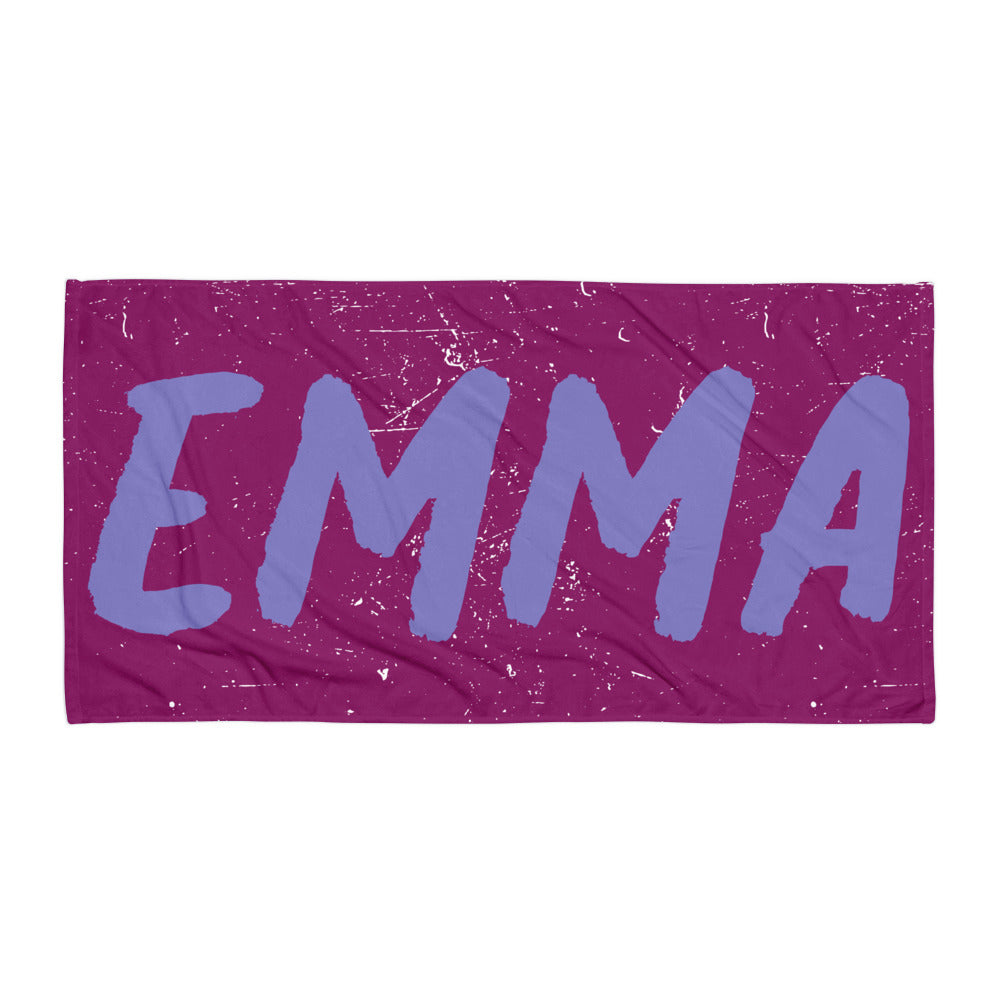 Purple Distressed Personalized Beach Towel