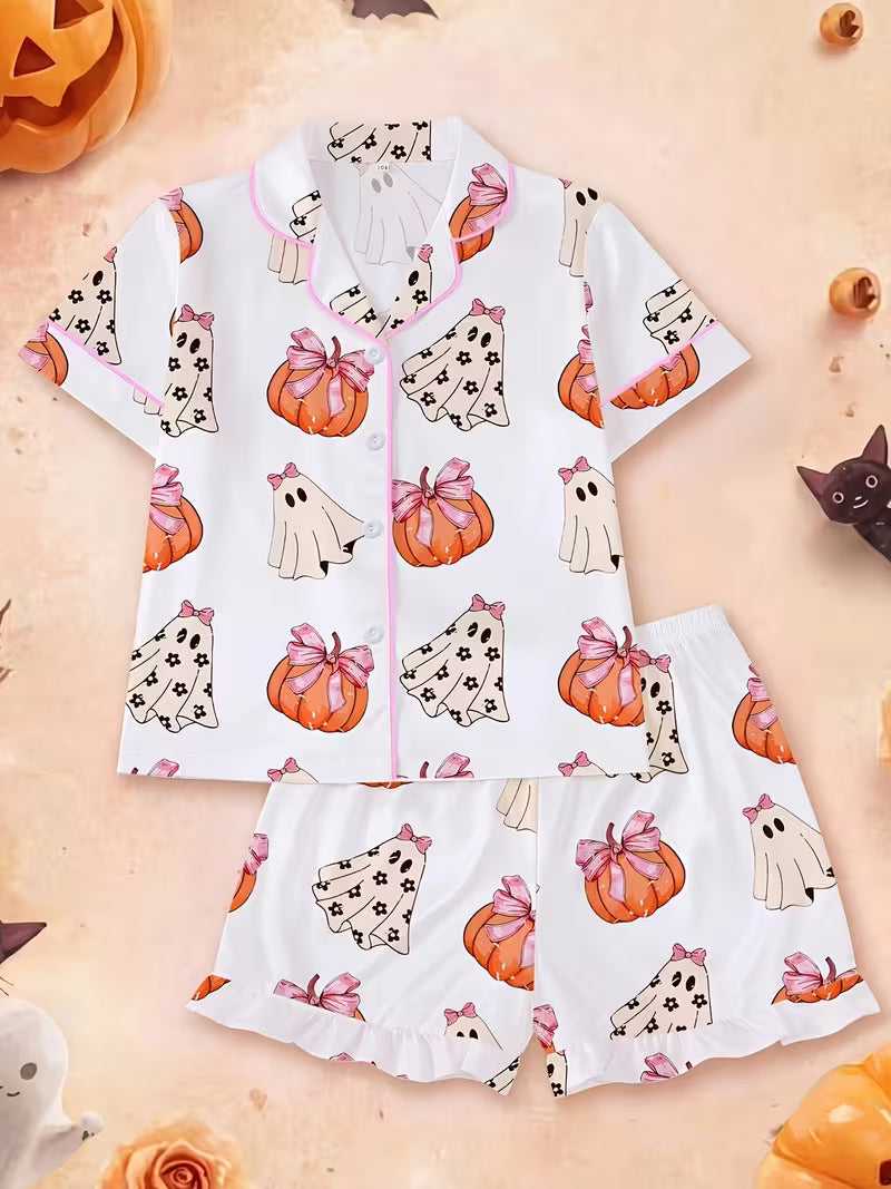 Ghost and Pumpkin Two Piece Pajama Set