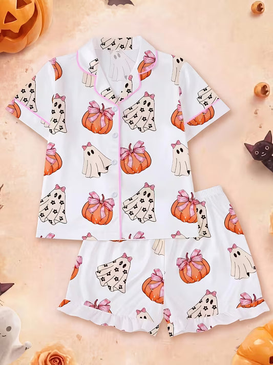 Ghost and Pumpkin Two Piece Pajama Set