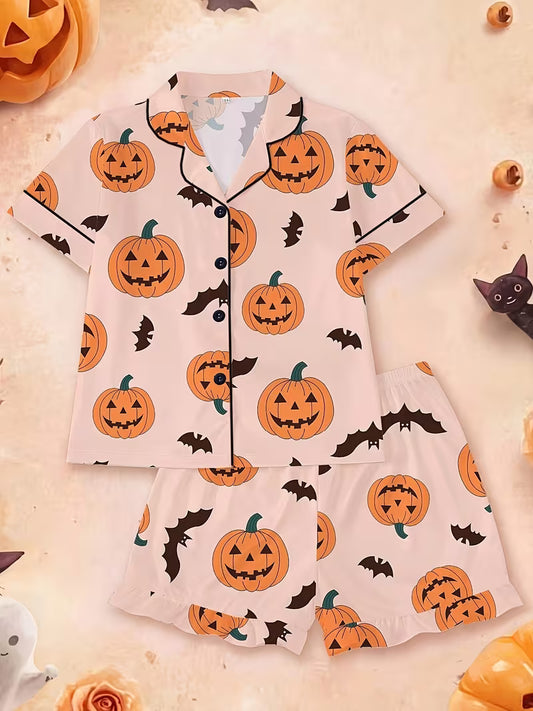 Jack-O-Lantern and Bats Two Piece Pajama Set