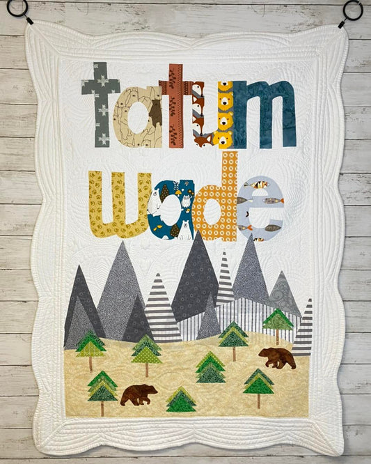 Mountain Wildlife Personalized Baby Quilt