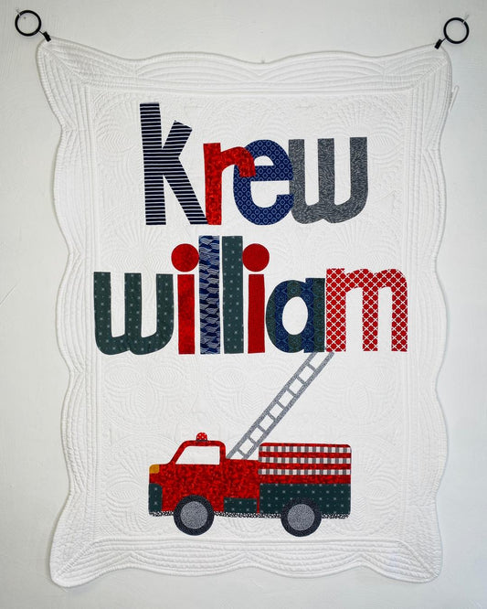 Fire Truck Personalized Baby Quilt