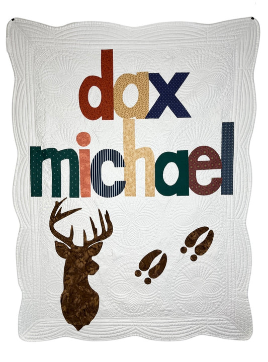 Deer and Tracks Personalized Baby Quilt