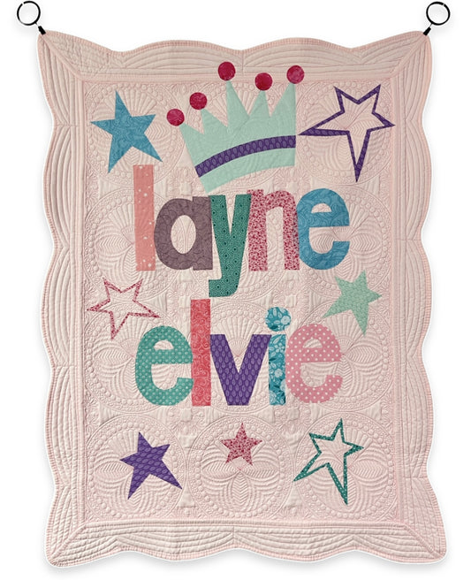 Crown and Stars Personalized Baby Quilt