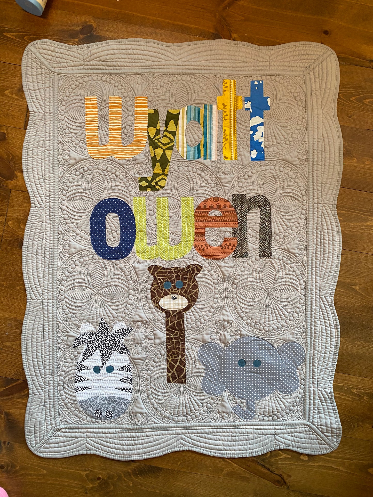 Safari/Jungle Animals Personalized Baby Quilt