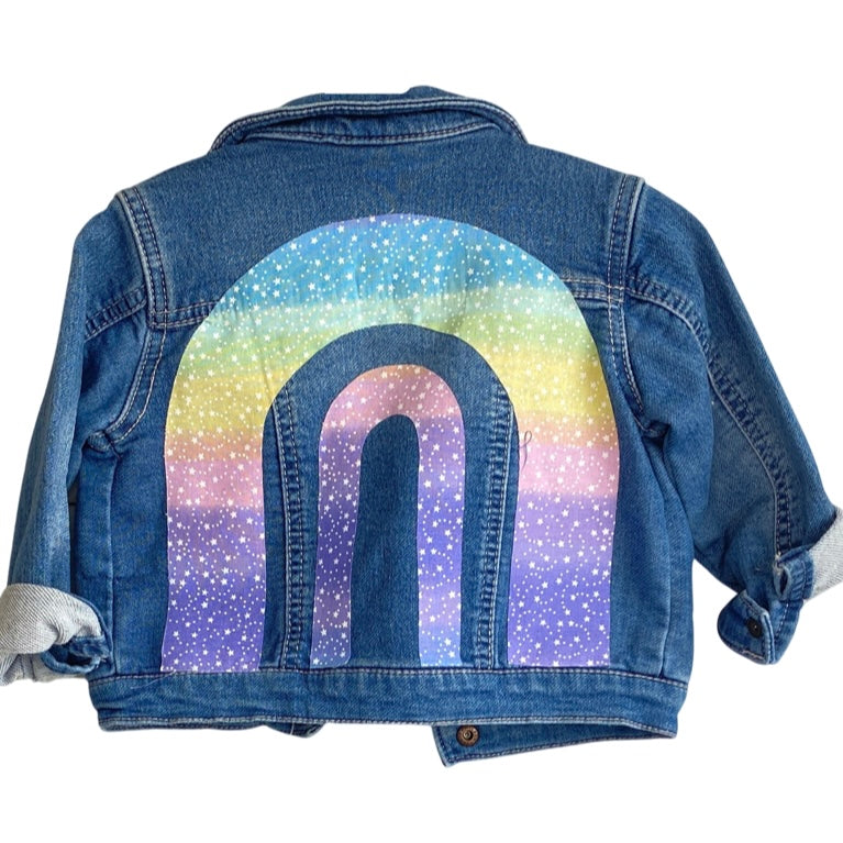 Rainbow Applique Jean Jacket